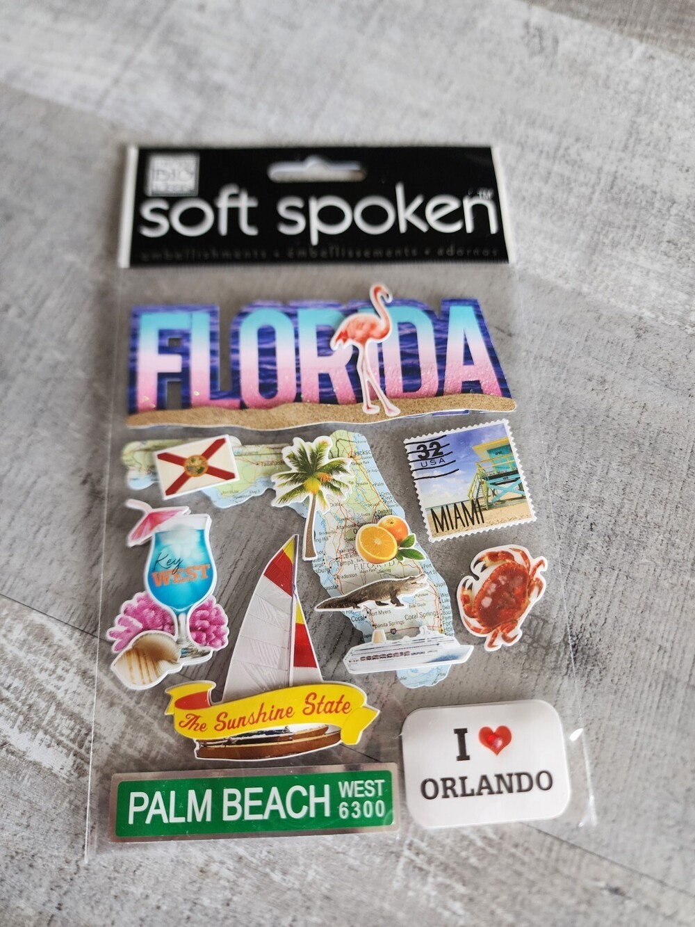 NEW MAMBI Scrapbook Stickers - Florida Travel Beach Spring Break Retired NEW #31
